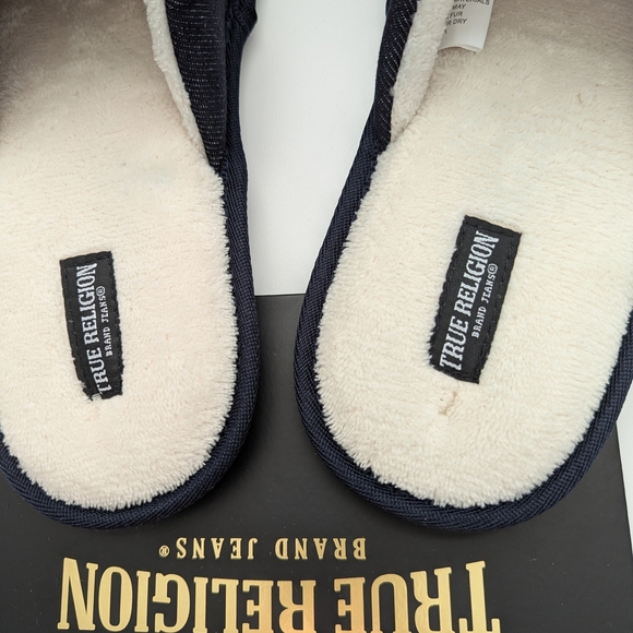 BNWT True Religion Men's (Size Large 11-12) Denim Slide-In Slippers - Picture 9 of 16